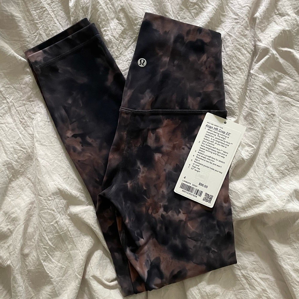 NWT Lululemon Align Leggings 23” Diamond Dye Graphite Grey Pastel Pink